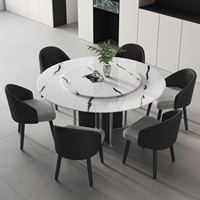 Table à manger moderne en pierre, table à manger ronde, 6 places, fabriquée en Chine