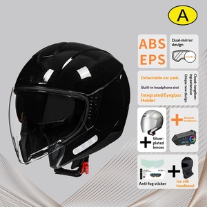 Casco de Motocicleta Abierto 3/4, Carcasa de ABS, Forro de EPS, Diseño de Doble Visor, Almohadillas para Orejas Desmontables, Soporte para Gafas - Product Image 2