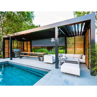 Moderne Classique 3x4m Pergola en Aluminium Étanche Gazebo Stores Mur LED Terrasse Jardin Pavillon Extension Mirador Balcon 4x4