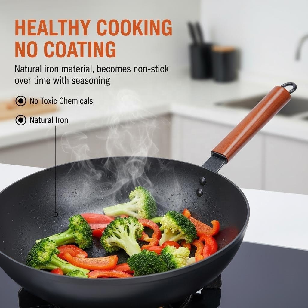 High Quality 5 Piece Non Stick Cookware Set Versatile Black Kitchen Pots and Pans Set with Natural Wood Handle · image 2