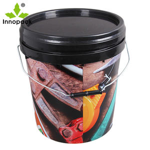 Seau à peinture à couvercle encliquetable en couleur 10L 15L 20L Seaux et barils en matière plastique noire - Product Image 2