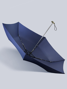 Parapluie miniature portable à poignée plate, entièrement automatique, à trois plis, en tissu pongé classique pour les affaires, tendance estivale - Product Image 2