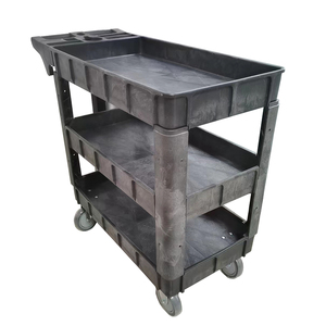 Nhiệm vụ nặng nề 3 Tier nhựa di động dịch vụ giỏ hàng phẳng cán tiện ích giỏ hàng dịch vụ kho hàng - Product Image 2