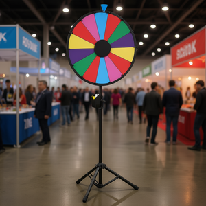 Ruleta de Premios de Borrado en Seco con 14 Ranuras, Soporte de Trípode de Altura Ajustable, para Fiestas y Ferias Comerciales, Construcción Metálica Multicolor - Product Image 2