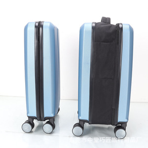 Folding <b>Suitcase</b> 20-Inch Waterproof Oxford Cloth TSA Lock Business Carry-On Swivel <b>Wheels</b> Unisex Solid Color Navy Blue And Black - Product Image 1