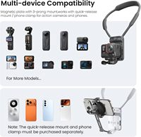 AMagisn Magnetic Invisible Hands-Free POV Neck Mount Backplate Kompatibel dengan Hero13 Insta360 untuk Osmo Pocket 4P