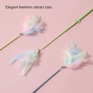 <b>Cat</b> Teaser Wand Feather Stretchable <b>Interactive</b> Soft Colorful Stick Wand <b>Cat</b> <b>Toys</b> - Product Image 3