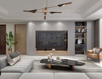 Mueble de TV Moderno de Estilo Europeo Clásico de Lujo para Sala de Estar, Diseño Exterior Exquisito, Mueble de TV de Madera