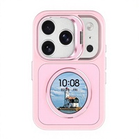 Coque de téléphone intelligente 2-en-1 pour 17 Pro Max, design animal, dos rigide en acrylique à bords souples, écran rond, chargement magnétique