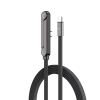 Câble USB C vers USB C 240W 5FT, câble Type C invisible avec support de téléphone, câble USBC pliable en forme de T avec angle de 90° ° Support d'angle inclinable