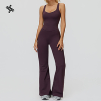 Combinaison de sport pour femme à col en U, une pièce, pour yoga, fitness et entraînement