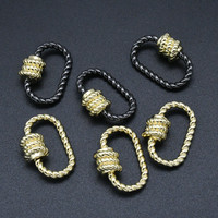 Fermoir mousqueton ovale plaqué or noir avec breloques à vis, boucle de connexion en cuivre pour la fabrication de colliers