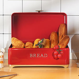 Boîte à pain Crown, pot de rangement rouge, rectangulaire, hermétique, anti-poussière, pour la cuisine - Product Image 3