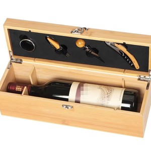 Caja de regalo de vino de bambú rectangular, embalaje de madera hecho a mano para almacenamiento y presentación de botellas de vino - Product Image 5