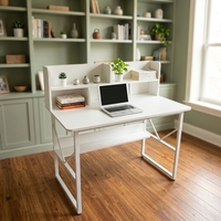 Bureau d'ordinateur blanc multifonctionnel avec étagère de rangement, mobilier de bureau à domicile, bureau d'étude, table de travail pour étudiants