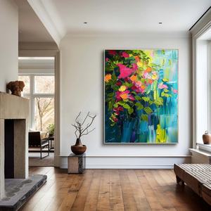 Pintura al Óleo sobre Lienzo Hecha a Mano, Pintura Texturizada, Flores de Verano, Pintura Abstracta, Decoración de Pared Brillante para el Hogar y la Galería - Product Image 5