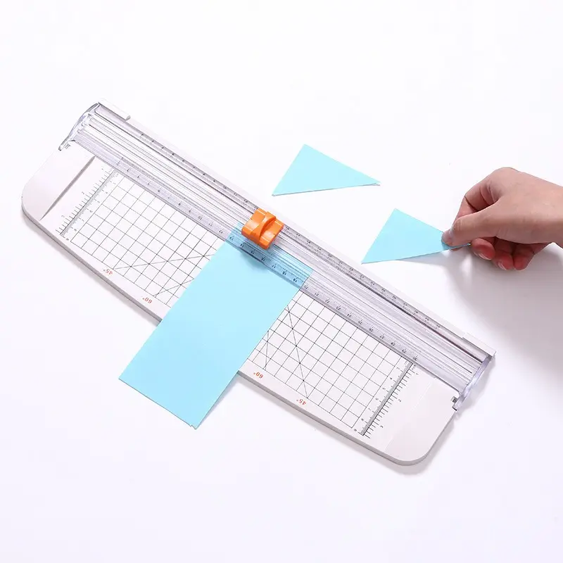 A4 plástico portátil mini máquina de corte de papel blanco y negro estudiante manual deslizante cuchillo de corte de papel