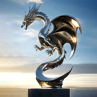 Sculpture de dragon extérieur en acier inoxydable personnalisation décorations de parc de paysage statue en métal