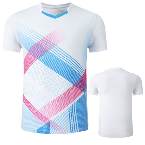 Grosir Logo Kustom Dicetak 100% Poliester Cepat Kering Bernapas Pria Lengan Pendek Tenis Meja Olahraga T Shirt - Product Image 6