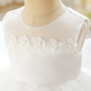 Pakaian bayi bunga gadis <span class=keywords><strong>Net</strong></span> pernikahan gaun putri putih bertali bunga gaun perempuan kostum performa - Product Image 2