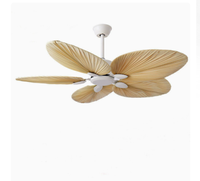 Ventilateur de plafond moderne en bois de noyer de style américain avec éclairage LED et télécommande, adapté à toute la maison, salon, salle à manger