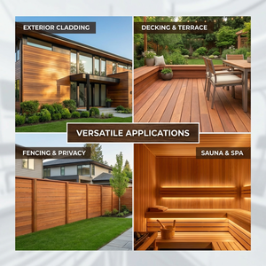 Planches en bois massif de cèdre rouge thermo-traité, panneaux de bois naturel, revêtement de sol, terrasse, <span class=keywords><strong>prix</strong></span> - Product Image 6