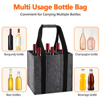 Sac de transport pour 6 bouteilles de vin, pliable, réutilisable, antichoc, en feutre, avec double poignée, vente en gros