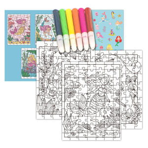 Ensemble de puzzle en bois à peindre soi-même, thème sirène, non toxique, de qualité supérieure, pour enfants, arts créatifs, cadeau éducatif d'<span class=keywords><strong>anniversaire</strong></span> pour filles - Product Image 1