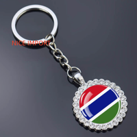 Porte-clés fleur en strass drapeau République Dominicaine, très populaire, pour sac à dos, décoration de clés, breloque de portefeuille, souvenir de voyage