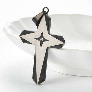 Pendentif croix tendance en acier inoxydable pour hommes et femmes, collier religieux couleur or et argent, bijoux hip hop, cadeau d'anniversaire et de Noël - Product Image 2