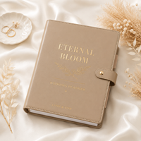 LABON Organiseur de mariage personnalisé Eternal Bloom en cuir végétalien, classeur doré, cadeau de luxe pour mariée, papeterie en gros, carnet