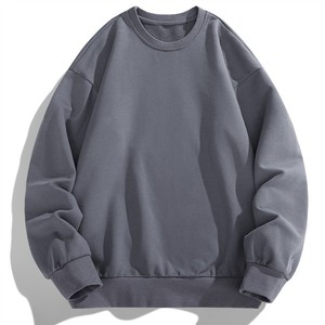 Sudadera Blanca de Cuello Redondo para Hombre, Manga Larga, Corte Regular, Informal, de Punto, de Algodón, Color Sólido - Product Image 6