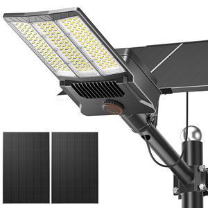 Farola LED de Aluminio Super Lumen <span class=keywords><strong>para</strong></span> <span class=keywords><strong>Exteriores</strong></span> <span class=keywords><strong>con</strong></span> Sensor de Radar y Doble Panel Solar <span class=keywords><strong>para</strong></span> Plazas Grandes y Estacionamientos - Product Image 1