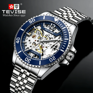 <span class=keywords><strong>Montre</strong></span> pour <span class=keywords><strong>homme</strong></span> TEVISE en acier inoxydable, <span class=keywords><strong>montre</strong></span> mécanique automatique squelette avec mouvement Dandong - Product Image 2