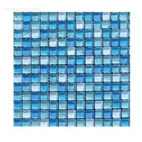 Vente en gros de mosaïques de piscine carrées de style européen, bleues, en verre cristal, pour l'extérieur