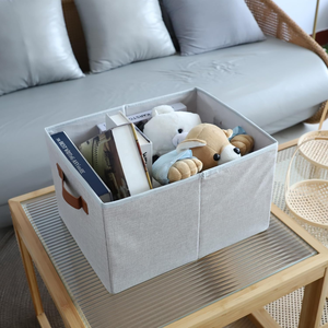 Boîte de rangement pliable en tissu de coton et de lin durable pour armoire, literie, chaussures, jeans, vêtements de bébé, jouets, usage polyvalent - Product Image 4