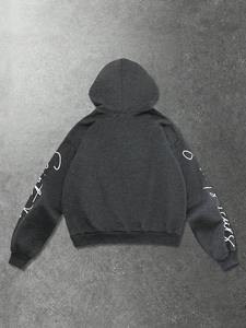 Sudadera con capucha para hombre, estilo Y2K, oversize, con pedrería, estampado digital gráfico, hombros caídos, corte holgado y corto, personalizada de alta calidad - Product Image 3