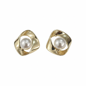 Pendientes de perlas de madera de ciruelo mexicano 2024 para mujer, joyería de moda dorada a granel, accesorios de fiesta al por mayor de moda - Product Image 2