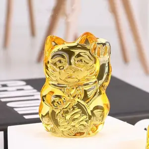2022 מכירה לוהטת קריסטל אמנות fengshui עיצוב הבית סיטרין יפני 7cm קריסטל מזל חתול מזל maneki neko חתול