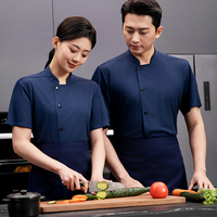 Vente en gros d'uniformes de travail à la mode logo personnalisé uniforme de serveur traiteur chemise unisexe à manches courtes de chef d'été