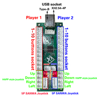 XINWA CR-A Pengontrol Joystick Pertarungan Dua Pemain Tanpa Delay USB Board Plastik+Logam PC/Android Arcade Stick DIY 3.7-5V Berkabel