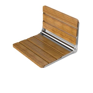 Tabouret de douche pliable mural pour salle de bain, en bois massif et acier inoxydable, capacité de charge de 200 kg, pour personnes âgées et femmes enceintes - Product Image 2