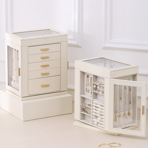 Caja <span class=keywords><strong>de</strong></span> Joyería Giratoria GREENSIDE <span class=keywords><strong>de</strong></span> Gran Capacidad con Ventana Transparente, <span class=keywords><strong>Organizador</strong></span> <span class=keywords><strong>de</strong></span> Almacenamiento <span class=keywords><strong>de</strong></span> Cuero - Product Image 2