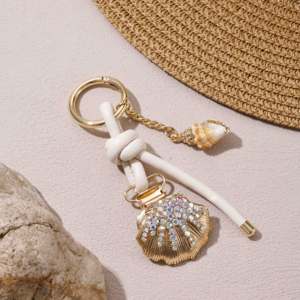 2025 nouvelle vente chaude Marine série sac breloques blanc PU corde coquille porte-clés mignon conque chapeau pince pour les femmes bijoux de mode - Product Image 2