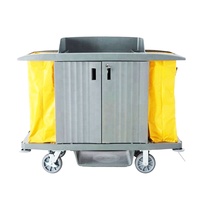 Chariot de service hôtelier O-Cleaning avec porte, chariot utilitaire pour le ménage, chariot de nettoyage commercial, chariot de blanchisserie