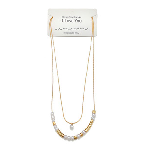 Offre Spéciale mode perle Morse <span class=keywords><strong>Code</strong></span> collier pour femmes Double chaîne Couple collier clavicule chaîne pour femmes - Product Image 2