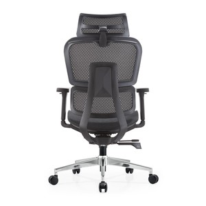 Silla ejecutiva ergonómica con ruedas, elevación a gas de tres etapas en negro, brazos de PU 4D ajustables, patas de tubo cuadrado electrochapado, malla, para dormitorio - Product Image 5