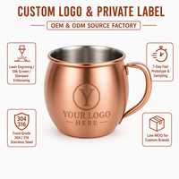 Mug Moscow Mule 450 ml en acier inoxydable plaqué cuivre, qualité 100% manuelle, service complet usine