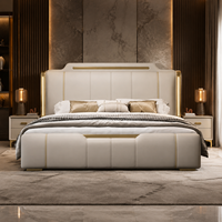 BILIDO Minimalistisches Modernes Neues Italienisches Luxus-Lederbett mit Holzrahmen, 1,8m Hotelbett für Hauptschlafzimmer, Gepolstertes Bett für Apartments