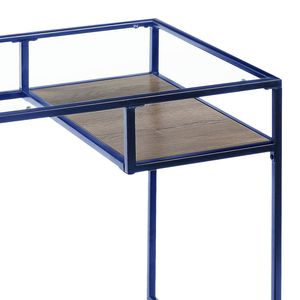 DB Yasin pliable en bois bureau pour ordinateur portable dessus en verre et finition bleue pour bureau à domicile chambre à coucher hôtel utiliser bureau d'écriture - Product Image 3